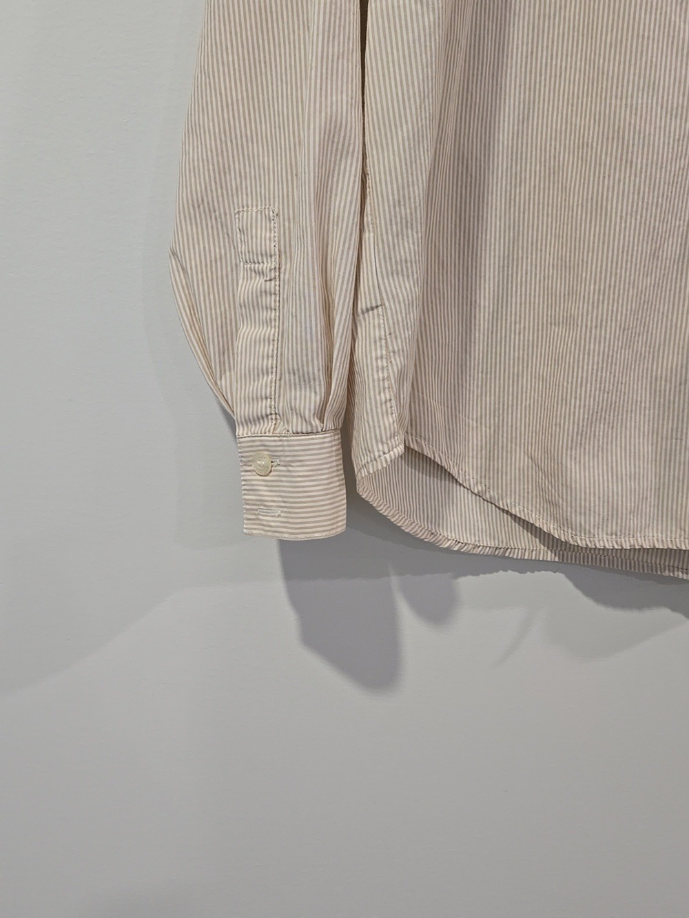 Retro Liz Claiborne Beige Stripe Button-Up Ralphcore/Normcore Shirt - Picture 4 of 8